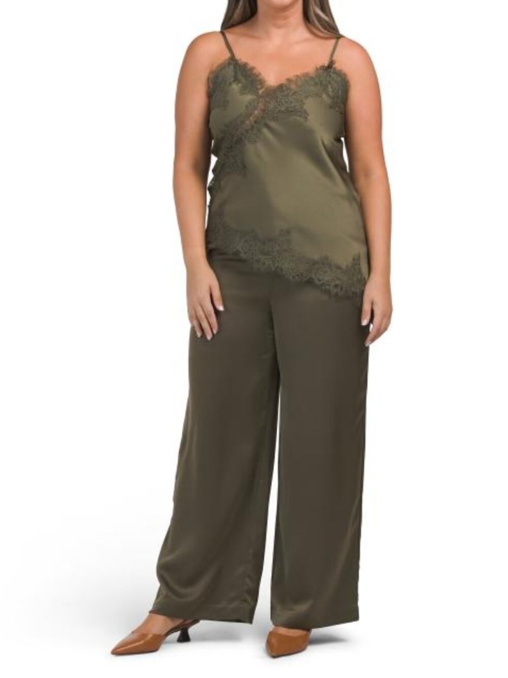 PAPERHEART 2pc Satin Lace Top And Pants Set
